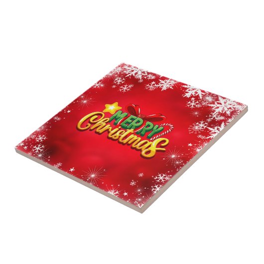 メリークリスマスハッピークリスマスレッドグリーンホリデーおもしろい タイル (側面)