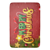 メリークリスマスハッピークリスマスレッドグリーンホリデーおもしろい バスマット (正面縦)