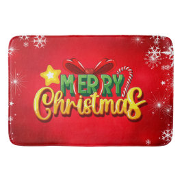 メリークリスマスハッピークリスマスレッドグリーンホリデーおもしろい バスマット