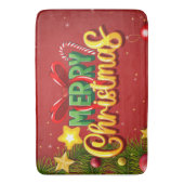 メリークリスマスハッピークリスマスレッドグリーンホリデーおもしろい バスマット (正面縦)