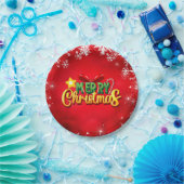 メリークリスマスハッピークリスマスレッドグリーンホリデーおもしろい ペーパープレート (パーティー)