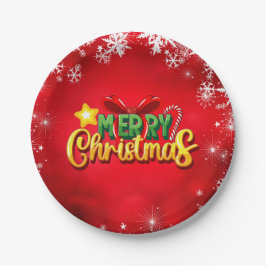 メリークリスマスハッピークリスマスレッドグリーンホリデーおもしろい ペーパープレート