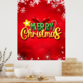 メリークリスマスハッピークリスマスレッドグリーンホリデーおもしろい ポスター (キッチン)