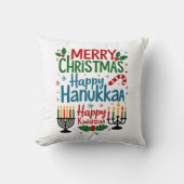 メリークリスマスハッピークワンザハッピーハヌカ クッション (正面)