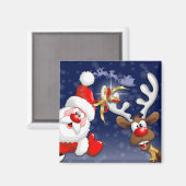 メリークリスマスハッピーサンタとトナカイ マグネット (正面/裏面)