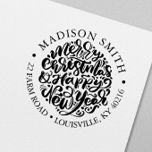 メリークリスマスハッピーニューイヤーかわいい差出人住所 セルフインキングスタンプ