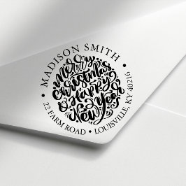 メリークリスマスハッピーニューイヤーかわいい差出人住所 セルフインキングスタンプ