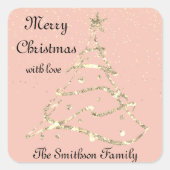 メリークリスマスハッピーニューイヤーとラブネームバラ スクエアシール (正面)