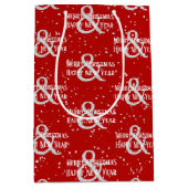 メリークリスマスハッピーニューイヤーと雪 ミディアムペーパーバッグ (正面)