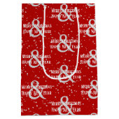 メリークリスマスハッピーニューイヤーと雪 ミディアムペーパーバッグ (裏面)