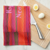 メリークリスマスハッピーニューイヤーのキャンバスカラーデザイン キッチンタオル (四つ折り)