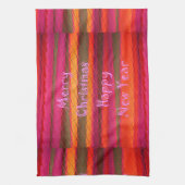 メリークリスマスハッピーニューイヤーのキャンバスカラーデザイン キッチンタオル (縦)