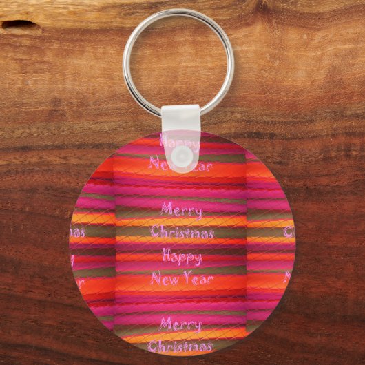 メリークリスマスハッピーニューイヤーのキャンバスカラーデザイン キーホルダー (正面)