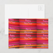 メリークリスマスハッピーニューイヤーのキャンバスカラーデザイン シーズンポストカード (正面/裏面)