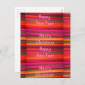 メリークリスマスハッピーニューイヤーのキャンバスカラーデザイン シーズンポストカード (正面/裏面)