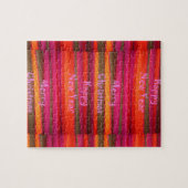 メリークリスマスハッピーニューイヤーのキャンバスカラーデザイン ジグソーパズル (横)