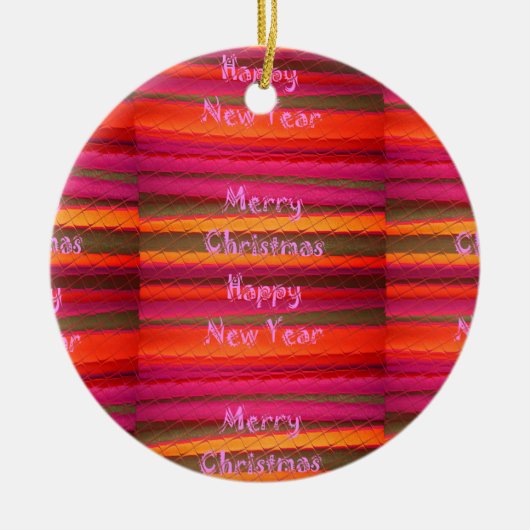 メリークリスマスハッピーニューイヤーのキャンバスカラーデザイン セラミックオーナメント (正面)