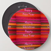 メリークリスマスハッピーニューイヤーのキャンバスカラーデザイン 缶バッジ (正面&裏面)