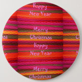 メリークリスマスハッピーニューイヤーのキャンバスカラーデザイン 缶バッジ (正面)