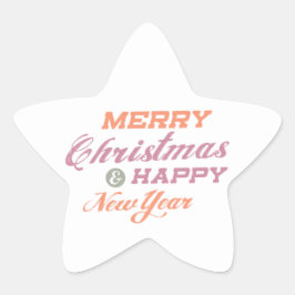 メリークリスマスハッピーニューイヤーのステッカー 星シール