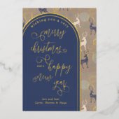 メリークリスマスハッピーニューイヤーのトナカイ 箔シーズンカード (正面)