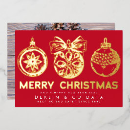 メリークリスマスハッピーニューイヤーのロゴ写真 箔シーズンカード