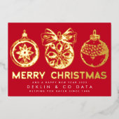 メリークリスマスハッピーニューイヤーのロゴ写真 箔シーズンカード (正面)