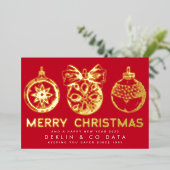 メリークリスマスハッピーニューイヤーのロゴ写真 箔シーズンカード (立ち正面)