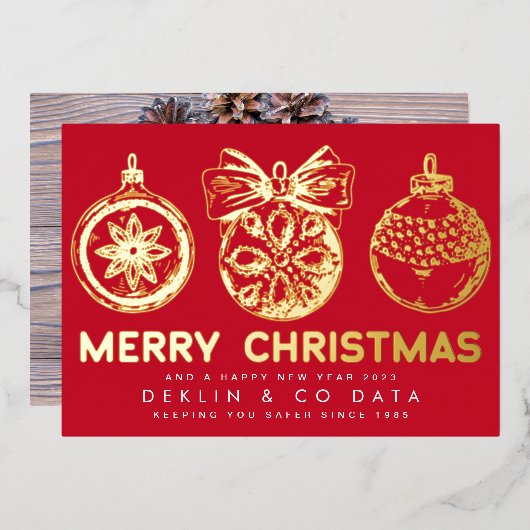 メリークリスマスハッピーニューイヤーのロゴ写真 箔シーズンカード (正面/裏面)