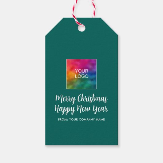 メリークリスマスハッピーニューイヤーのロゴ書 ギフトタグ (正面)