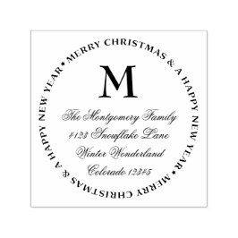 メリークリスマスハッピーニューイヤーの名前と住所 セルフインキングスタンプ