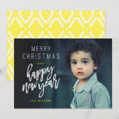 メリークリスマスハッピーニューイヤーはっきりしたフォトカード シーズンカード (正面/裏面)