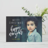 メリークリスマスハッピーニューイヤーはっきりしたフォトカード シーズンカード (スタンド正面)