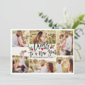 メリークリスマスハッピーニューイヤーウッドフォトコラージュ シーズンカード (スタンド正面)