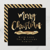 メリークリスマスハッピーニューイヤーエレガントブラック金ゴールド シーズンカード (正面/裏面)