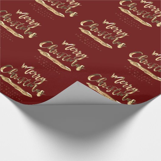 メリークリスマスハッピーニューイヤーエレガント金ゴールド赤 ラッピングペーパー (角)