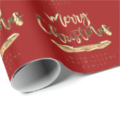 メリークリスマスハッピーニューイヤーエレガント金ゴールド赤 ラッピングペーパー (ロールコーナー)