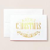 メリークリスマスハッピーニューイヤーエレガント金ゴールド 箔カード (封筒付き正面)