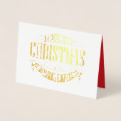 メリークリスマスハッピーニューイヤーエレガント金ゴールド 箔カード (正面)