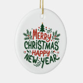メリークリスマスハッピーニューイヤーオーナメント セラミックオーナメント (右)