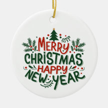 メリークリスマスハッピーニューイヤーオーナメント