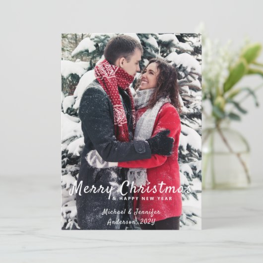 メリークリスマスハッピーニューイヤーカップル/家族の写真 シーズンカード (スタンド正面)