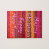 メリークリスマスハッピーニューイヤーカラーデザイン ジグソーパズル (横)