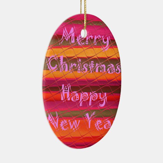 メリークリスマスハッピーニューイヤーカラーデザイン セラミックオーナメント (右)