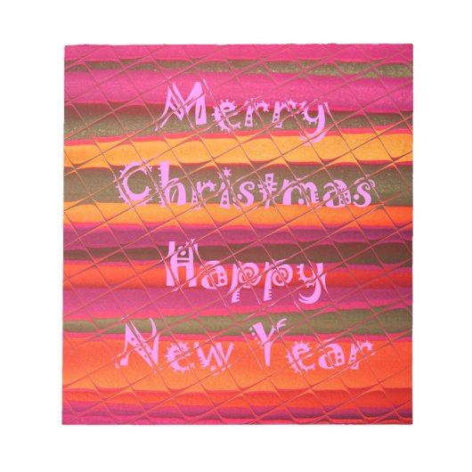 メリークリスマスハッピーニューイヤーカラーデザイン ノートパッド (正面)