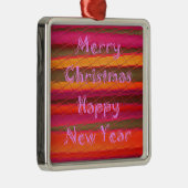 メリークリスマスハッピーニューイヤーカラーデザイン メタルオーナメント (右)