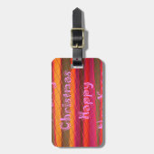 メリークリスマスハッピーニューイヤーカラーデザイン ラゲッジタグ (正面縦)