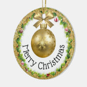 メリークリスマスハッピーニューイヤーギフト セラミックオーナメント (左)