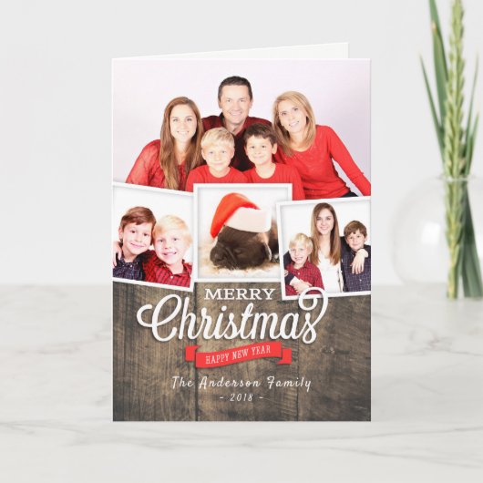メリークリスマスハッピーニューイヤーグリーティングフォトカード シーズンカード (正面)