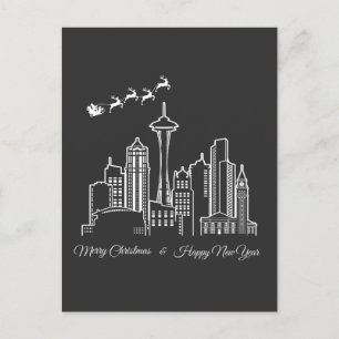 メリークリスマスハッピーニューイヤーシアトルワシントン ポストカード